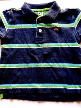 Gap Boys Shirt Polo Navy Stripe Short Sleeve 12-18 Months